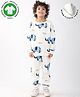 Anthrilo Fleece Knit Full Sleeves Elephant Printed Coordinating Winter Sweatshirt & Jogger Set - White