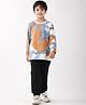 Anthrilo Blended Knit Full Sleeves Winter Tie Dye Tee & Jogger Set - Blue & Black