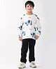 Anthrilo Blended Knit Full Sleeves Elephants Printed Tee With Joggers Set - White & Black