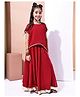 BaawRi Woven Half Sleeves Gota Lace Embellished Top & Lehenga With Inner Set - Red