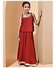 BaawRi Viscose Knit Sleeveless Gota Lace Embellished Top & Lehenga Set - Rust Orange