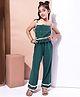 BaawRi Cotton Knit Sleeveless Polka Dots Foil Printed Lace Detailed Top & Pant Set - Emerald