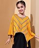BaawRi Viscose Knit Three Fourth Cape Sleeves Lace Embellished Poncho Style Top With Inner - Gold
