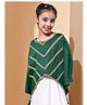 BaawRi Viscose Knit Three Fourth Kaftan Sleeves Lace Detailed Cape Style Top With Inner - Green