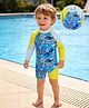 Mark & Mia Full Raglan Sleeves Legged Swimsuit With Sea Animals Print - Blue