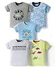 OHMS Single Jersey Knit Half Sleeves T-Shirts Animal & Out Of the World Text Print Pack of 5 - Light Blue Grey & White