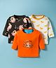 Kidi Wav Pack Of 3 Full Sleeves Teddy Bear & Cheetah Printed Tee - Multi Colour