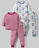 Kidi Wav Pack Of 2 Full Sleeves Striped & Floral Printed Tee & Joggers Set - Multi Colour