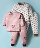 Kidi Wav Pack Of 2 Full Sleeves Hearts Printed Coordinating Tee & Joggers Set - Multi Colour