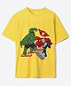 Wear Your Mind Cotton Knit Marvel Avengers Featuring Half Sleeves Characters Printed Oversized Tee - Yellow