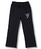 Kookie Kids Terry Knit Full Length Lounge Pant with Text Print & Pockets - Black