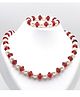 Aabacus Pearls Embellished & Beaded Jewellery Set - Red