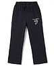 Kookie Kids Terry Knit Full Length Lounge Pant with Text Print & Pockets - Black