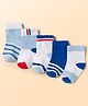 Doodle Poodle Cotton Knit  Ankle Length Socks with Stripe Design Pack of 5 - Offwhite Navy Blue & Red