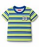 Babyhug 100% Cotton Knit Half Sleeves T-Shirt with Stripes & Text Print - Limegreen & Blue