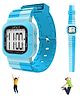 Spiky Colour Blocked With LED Lights & Multi Functional Digital Sports Watch - Blue