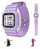 Spiky Colour Blocked With LED Lights & Multi Functional Digital Sports Watch - Purple