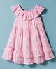 Kookie Kids Crinkled Crepe Woven Sleeveless Frock with Floral Print - Pink