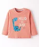 Babyhug 100% Cotton Knit Full Sleeves T-Shirt With Hello Lil Dude Text Print - Coral