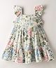 Kookie Kids Crinkled Crepe Woven Sleeveless Frock With Floral Print - Multicolour