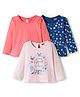 Babyhug 100% Cotton Knit Full Sleeves T-Shirts With Floral & Polka Dot Print Pack of 3 - Pink Peach & Navy Blue