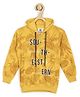 ALAN JONES Cotton Blend Knit Full Sleeves South Eastern Text Printed Light Winter Hooded Sweatshirt - Mustard