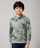 ALAN JONES Cotton Blend Knit Full Sleeves Colour Splash Printed Light Winter Hooded Sweatshirt - Mint Green