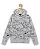 ALAN JONES Cotton Blend Knit Full Sleeves Typography Printed Light Winter Hooded Sweatshirt - Light Grey