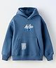 ALAN JONES Cotton Blend Knit Full Sleeves Anytime Text Embroidered Light Winter Oversized Hoodie  - Blue
