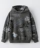 ALAN JONES Cotton Blend Knit Full Sleeves Grafiti Printed Light Winter Oversized Hoodie - Anthracite Grey