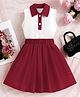 Fashion Dream Cotton Blend Woven Sleeveless Colour Blocked Polo Top & Skirt Set - White