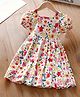 Fashion Dream Cotton Blend Woven Half Puffed Sleeves  Floral Printed Dress - Multi Colour