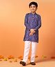 Fashion Dream Cotton Blend Woven Full Sleeves Bandhani Printed Kurta Pyjama Set - Blue