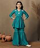 Fashion Dream Chanderi Woven Floral Embroidered Sequins Embellished Kurti & Sharara Set - Turquoise