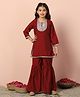 Fashion Dream Chanderi Woven Three Fourth Sleeves Gota Lace Embellished Kurti & Sharara Set - Maroon