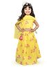 VeraA Silk Knit Sleeveless Floral Printed Lehenga Choli With Dupatta Set - Yellow