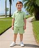 Fashion Dream Cotton Blend Woven Half Sleeves Ribbed Shirt & Shorts Set - Light Green