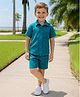Fashion Dream Cotton Blend Woven Half Sleeves Ribbed Shirt & Shorts Set - Green