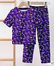 Fashion Dream Cotton Blend Woven Half Sleeves Michigan Text Printed Tee With Coordinating Pant Set - Violet