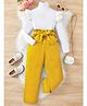 Fashion Dream Cotton Blend Woven Full Sleeves Pleated Top & Pant Set - White
