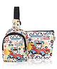 Echo Boomers Cartoon Printed Crossbody Backpack with Matching Pouch- White, Height 6.7 inches