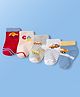 Doodle Poodle Cotton Knit Ankle Length Socks with Stripes & Vehicle Design Pack of 5 - Offwhite Blue & Red