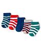 Doodle Poodle Cotton Knit Ankle Length Socks with Stripe Design Pack of 5 - Green Navy Blue & Red