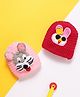 MayRa Knits Hand Knitted Woven Pack Of 2 Animal Designed Crochet Caps - Pink & Red - Circumference 25 Cm