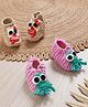 MayRa Knits Pack Of 2 Hand Knitted Woven Octopus Applique Detailed Set Of Booties - Beige & Purple