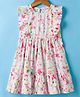 Kookie Kids Cotton Woven Sleeveless Frock With Floral Print - White