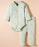 I Bears Interlock Knit Full Sleeves Onesies With Rainbow Print - Sea Green