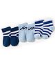 Doodle Poodle Cotton Lycra Knit Ankle Length Socks with Stripes & Car Design Pack of 3 - Light Blue & Navy Blue
