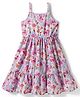 Kookie Kids Cotton Woven Sleeveless Frock With Floral Print - Light Blue