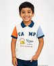 JusCubs Cotton Knit Half Sleeves Colour Blocked Camp & Adventure Text Printed Polo Tee - White
